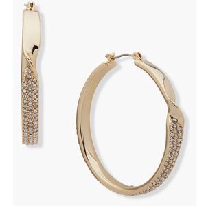 DKNY Pavé Crystal Twisted Hoop Earrings